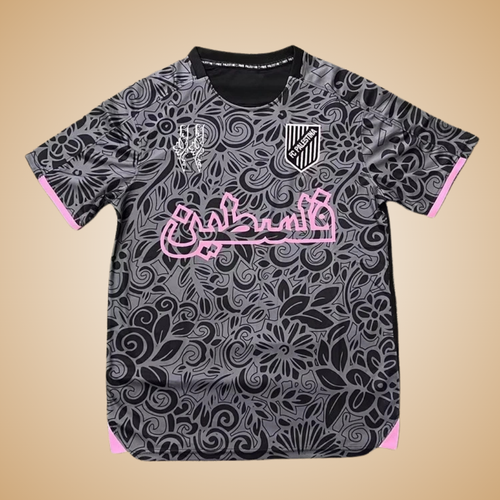 Palestine Soccer/Football Jersey – Gray, Pink & Yellow Floral Arabesque | Pro Fit Jersey for Men & Women