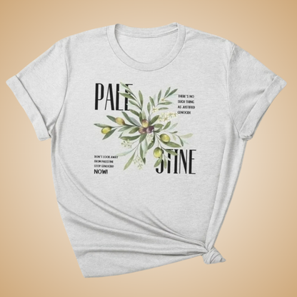 Palestine Olive Branch Floral T-Shirt – Elegant Resistance Graphic Tee for Women