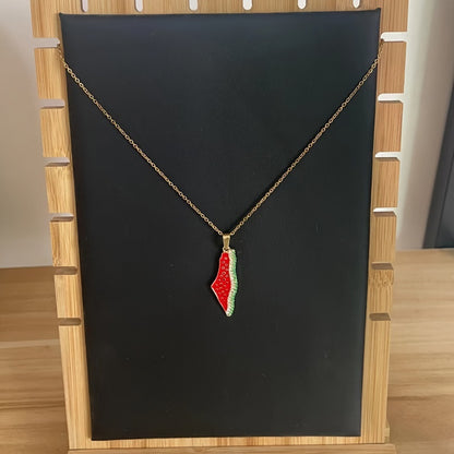 Palestine Watermelon Map Necklace - Buy One Get One FREE