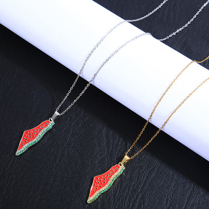 Palestine Watermelon Map Necklace - Buy One Get One FREE