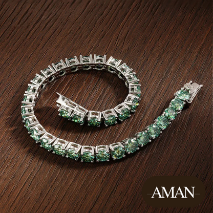 Luxury VVS Grade Emerald Green Moissanite Tennis Bracelet | Radiance Collection