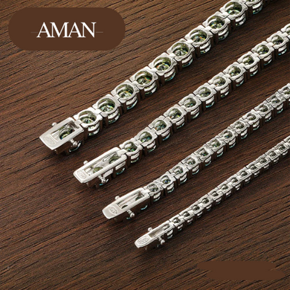 Luxury VVS Grade Emerald Green Moissanite Tennis Bracelet | Radiance Collection