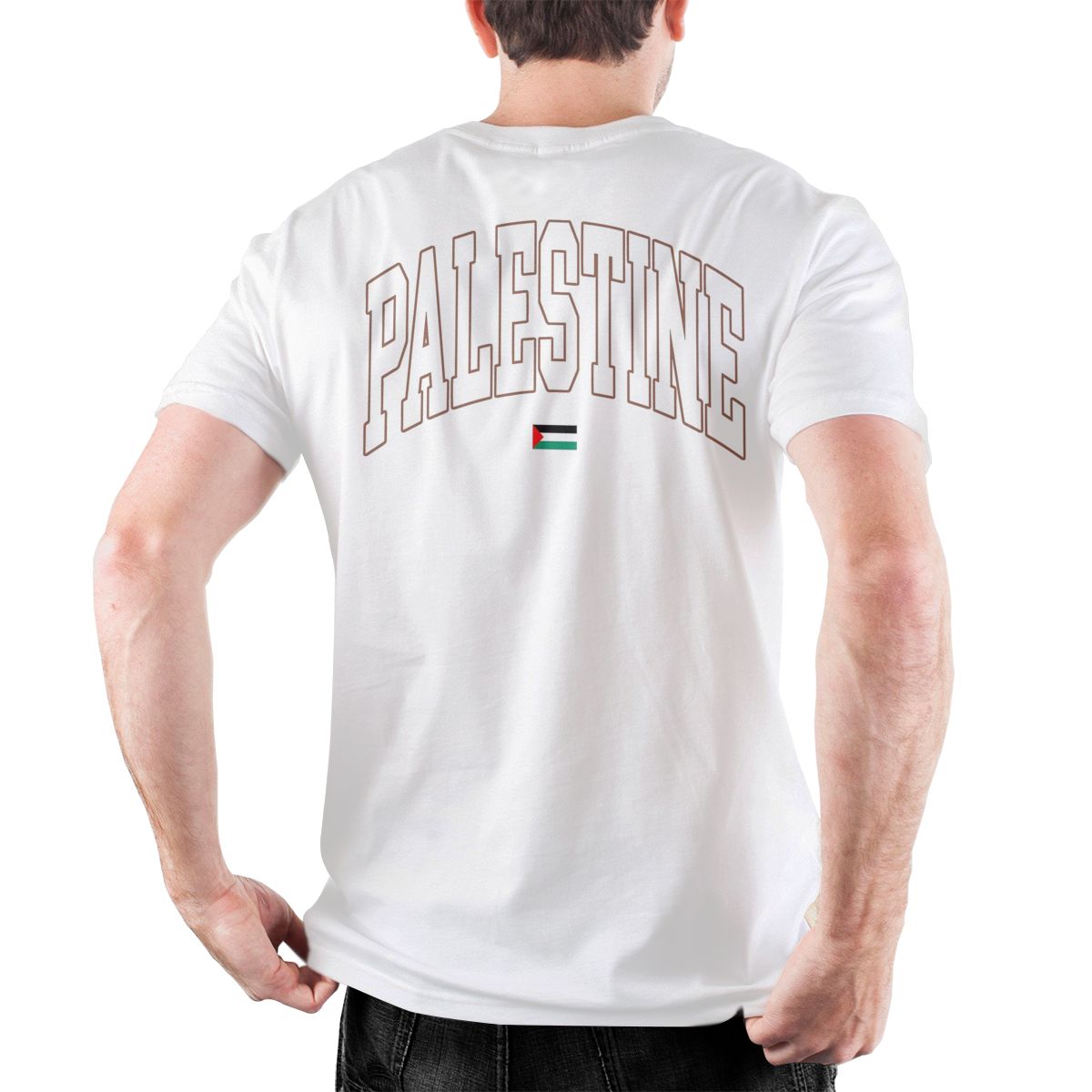 Palestine Back Print in English Flag T-Shirt (Men's & Women's)