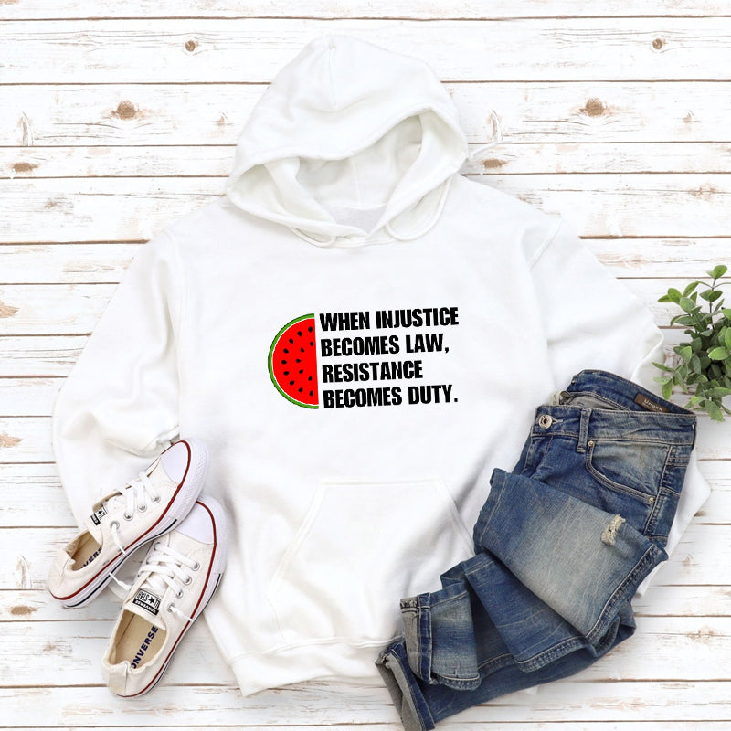 Palestine Injustice Becomes Duty Resistance Hoodie (Men & Women)