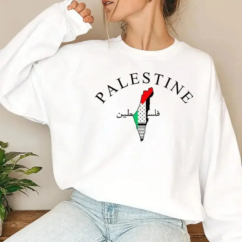 Palestine Arabic and English Long Sleeve Sweater - Men & Women's - Buy 1 Get 1 10% OFF - Donated to Palestine Relief Fund