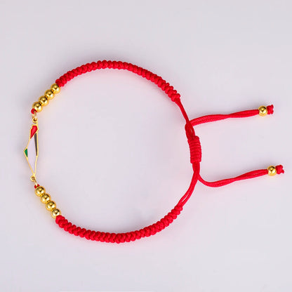 Palestine Flag Bracelet – Adjustable Woven Cord with Gold Beads, Red Black Purple Friendship Jewelry for Women & Men, Free Palestine