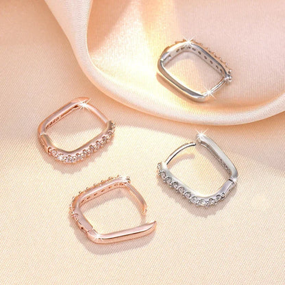 High-quality 925 Sterling Silver Crystal Fashion Circle Hoop Earrings for Woman Wedding Party Gift  Street Versatile Jewelry