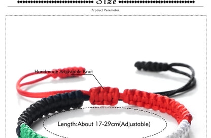 Palestine Flag String Rope Bracelet for Men & Women - Buy 1 Get 1 FREE - Donates to Palestine Relief Fund