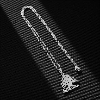 Lebanon Map Cedar Tree Flag Pendant Necklace Gold & Silver for Men & Women - Buy 1 Get 1 FREE