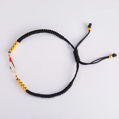 Palestine Flag Bracelet – Adjustable Woven Cord with Gold Beads, Red Black Purple Friendship Jewelry for Women & Men, Free Palestine