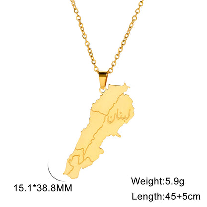 Lebanon Map Pendant Necklace for Men & Women - Buy 1 Get 1 FREE