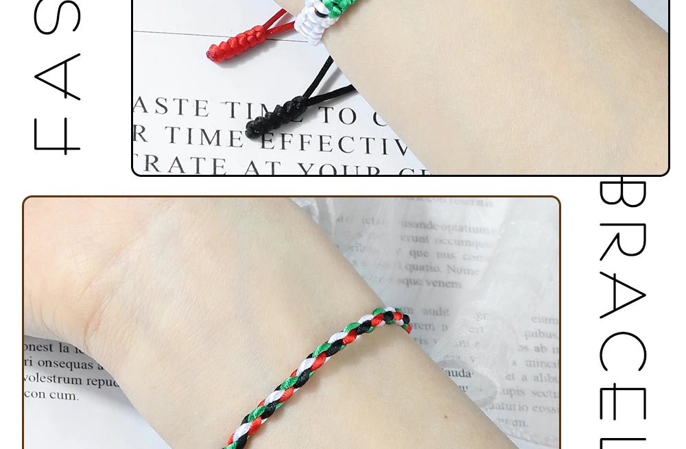 Palestine Flag String Rope Bracelet for Men & Women - Buy 1 Get 1 FREE - Donates to Palestine Relief Fund