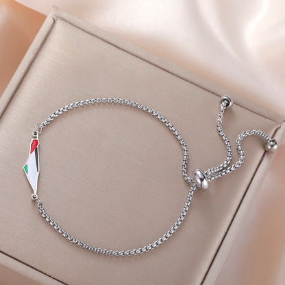 Palestine Map Bracelet – Gold & Silver Chain with Enamel Flag Charm, Adjustable Support Jewelry for Women & Men, Free Palestine Jewelry