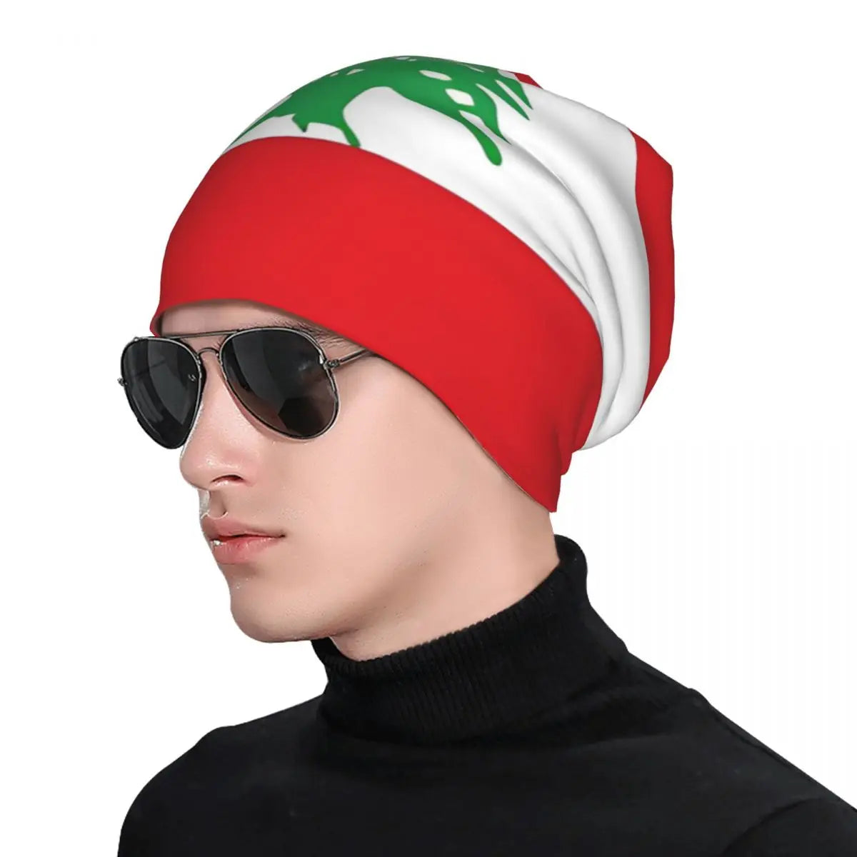 Flag Of Lebanon Bonnet Hat Fashion Street Skullies Beanies Hat for Men Women Spring Head Wrap Cap