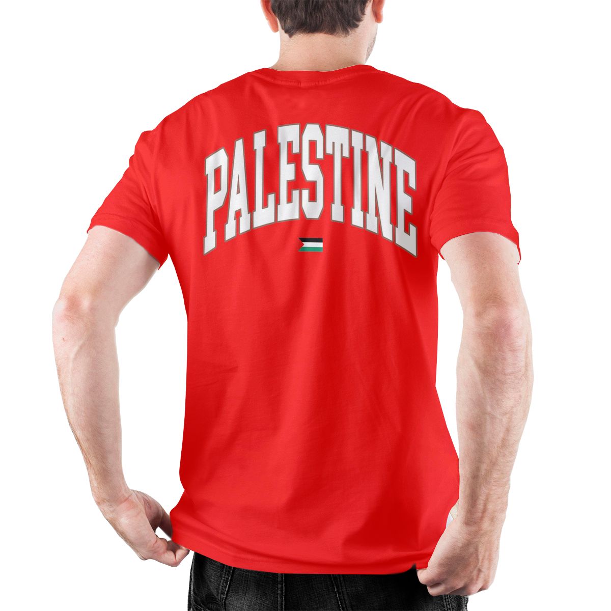 Palestine Back Print in English Flag T-Shirt (Men's & Women's)