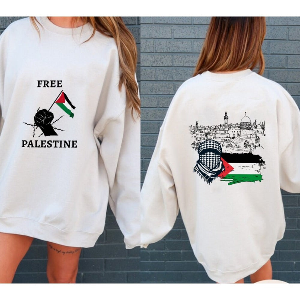 Free Palestine Long Sleeve Jerusalem Sweatshirt (Men & Women)