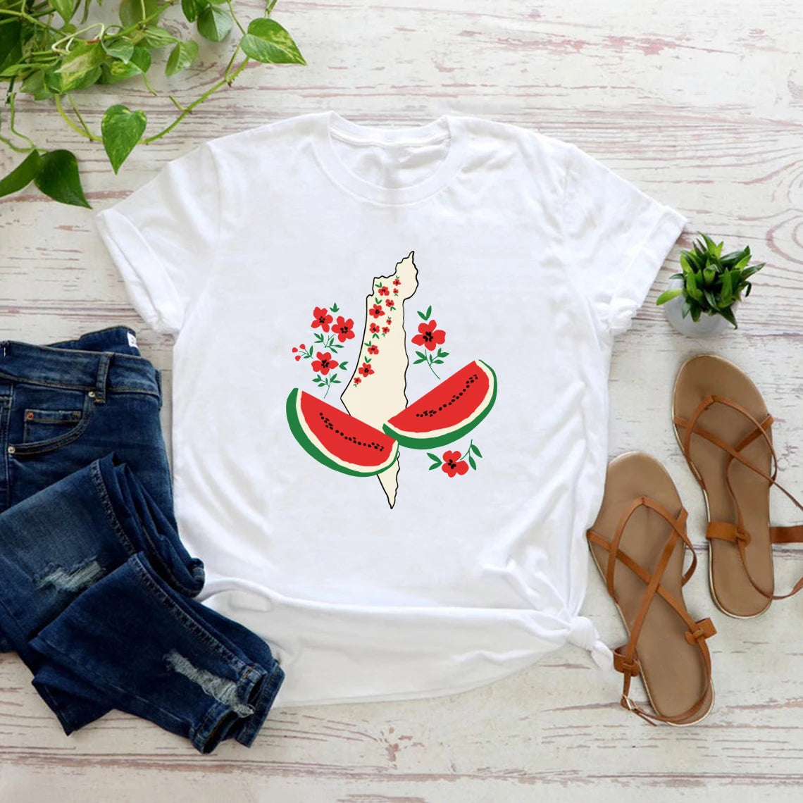 Women's Palestine Country Watermelon T-Shirt