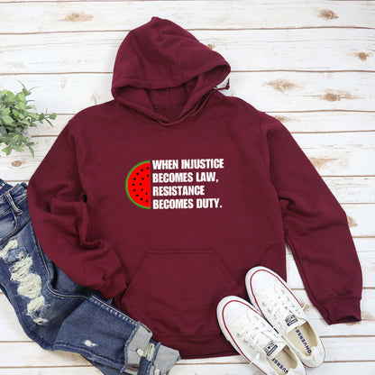 Palestine Injustice Becomes Duty Resistance Hoodie (Men & Women)